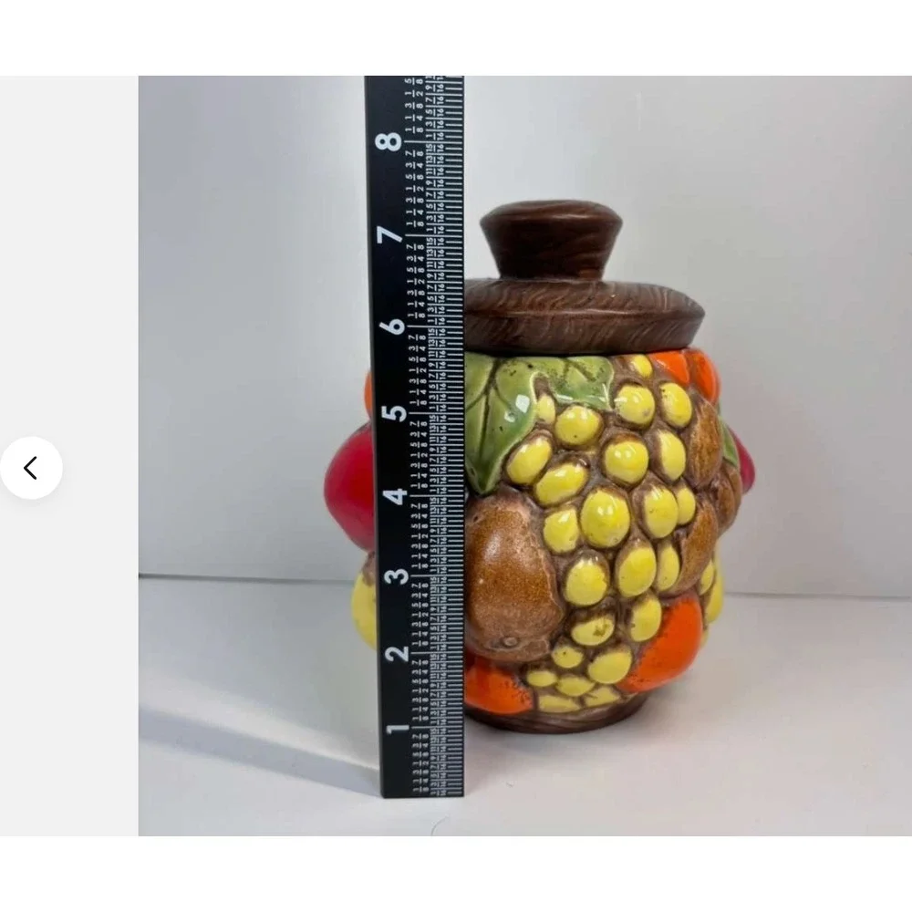 Four Jamar Mallory Ceramic Fruit Cornucopia Canister Cookie Jars Vintage MCM USA